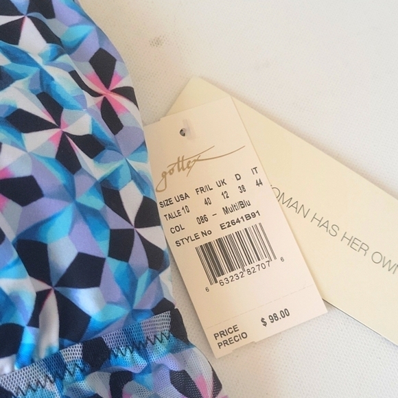 NEW! GOTTEX convertible adjustable flyaway tankini top pin wheel blue 10. - Picture 4 of 5